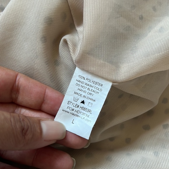 Roolee Tan Polka Dot Feminine A-line Flutter Sleeve Maxi Dress - Picture 12 of 14